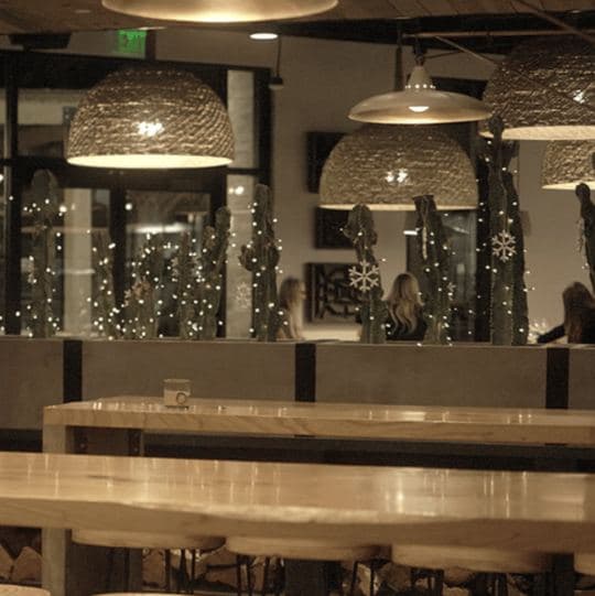Bar area with pendant lighting